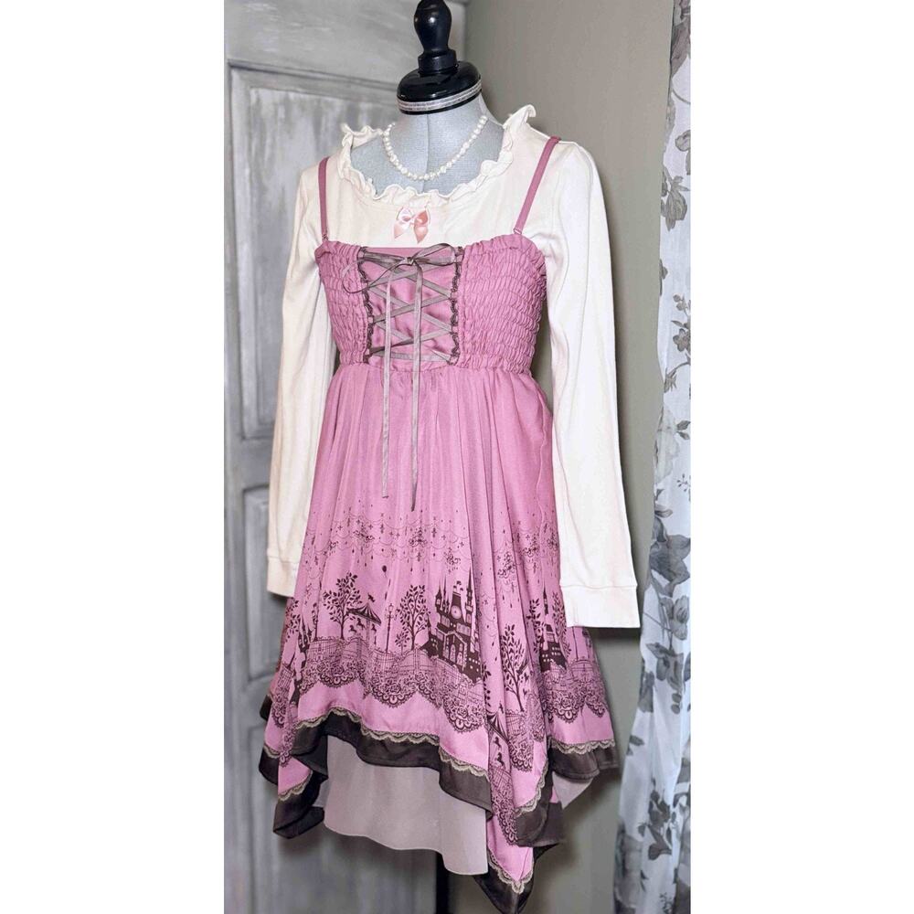 Axes Femme Poetique Fairytale Print 2-Way Camisole Cami Dress Jfashion Himekaji - Picture 3 of 16